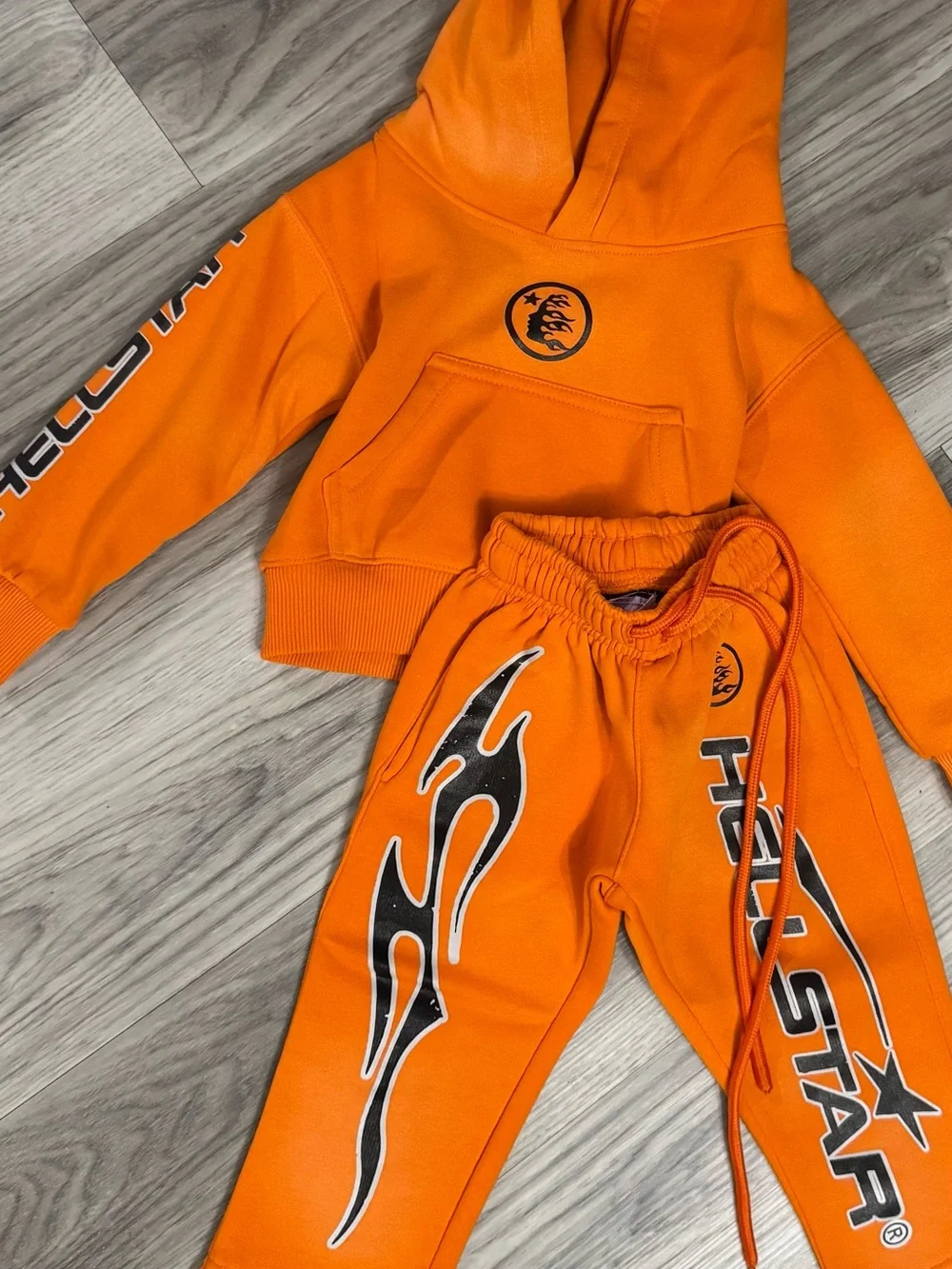 Kids Orange Hooded Sweatshirt & Jogger Set